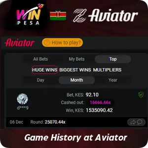 Game History Analysis at WinPesa Aviatoraviator winpesa.co.ke