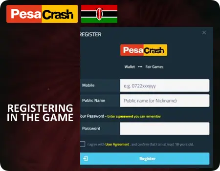 pesacrash game registration process in Kenya